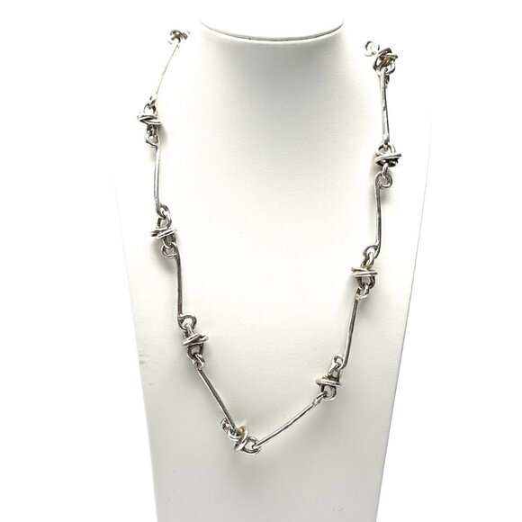 1990s Modernist 22" Turkish Sterling Silver Knot Necklace — EUC - Picture 1 of 9